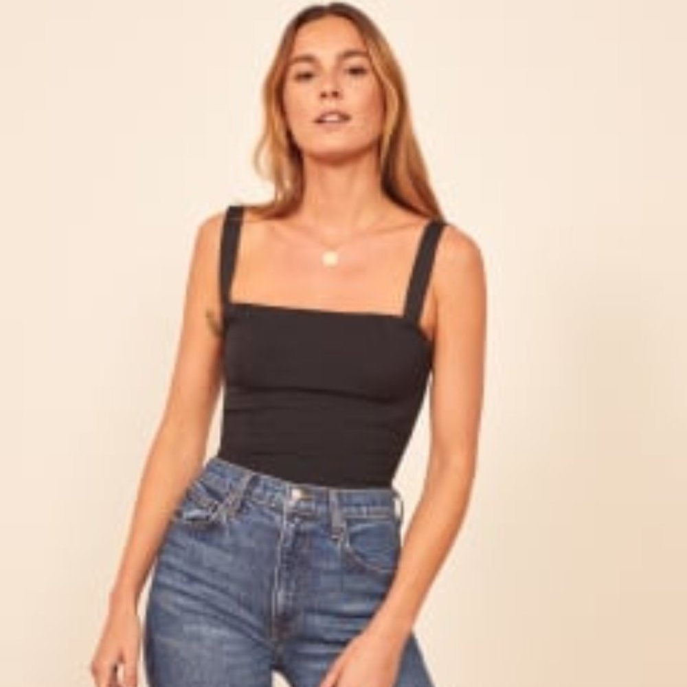 Reformation Black Elaine Top